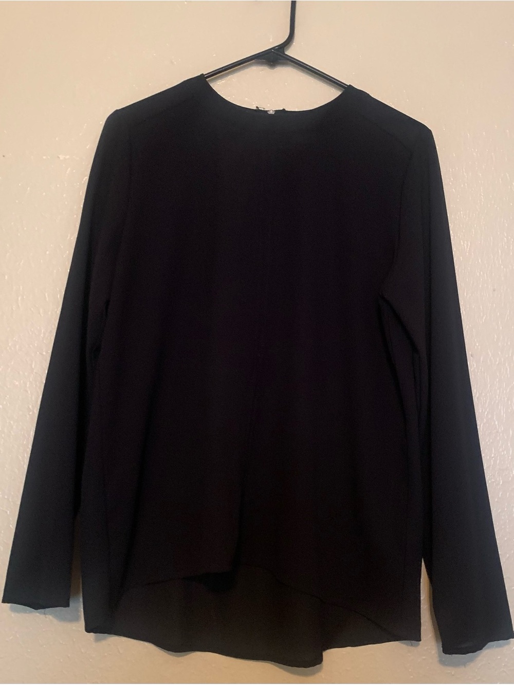 Paper Crane Black Long-Sleeve Crewneck Blouse